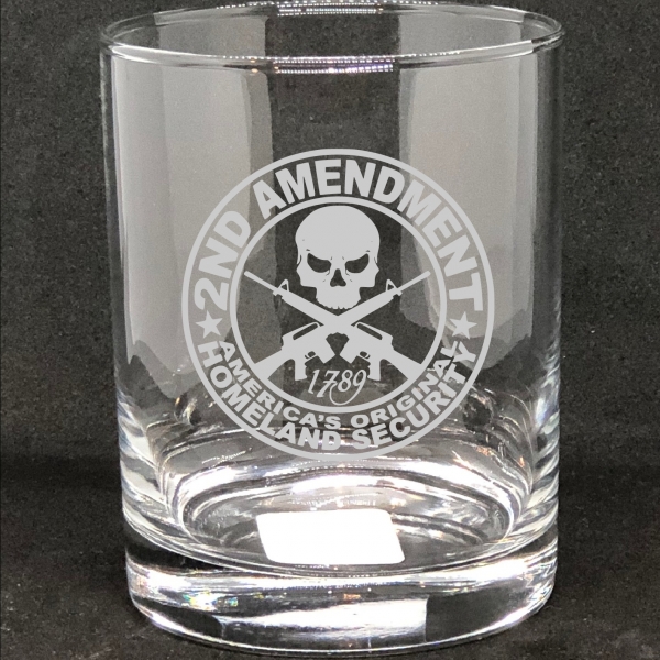 2nd Amendment Etched Glass, Personalized Whiskey Glass