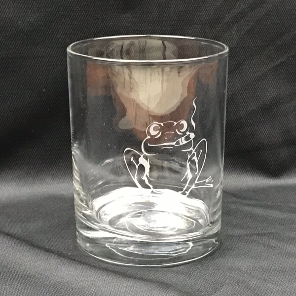 Frog Smoking / Whiskey Old Fashioned Glass / Personalized Rocks Glass